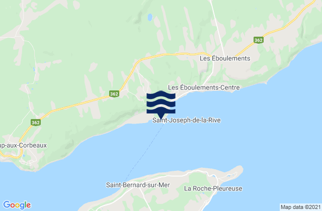 Mapa da tábua de marés em St-Joseph-de-la-Rive, Canada