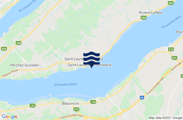 Mapa da tábua de marés em St-Laurent-Ile-Dorleans, Canada
