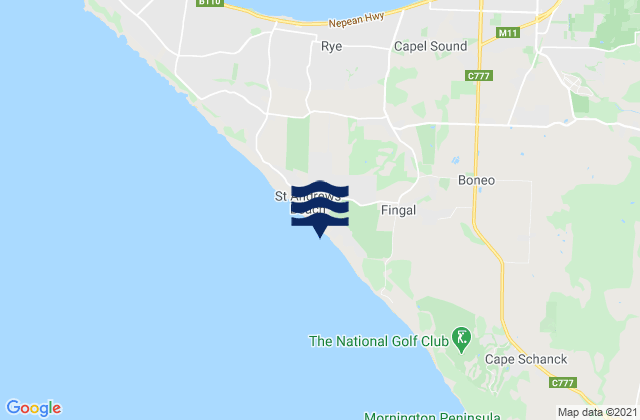 Mapa da tábua de marés em St Andrews Beach, Australia