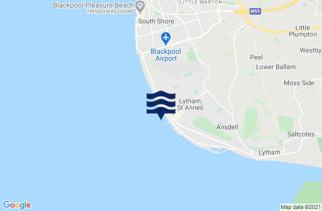 Mapa da tábua de marés em St Annes Beach, United Kingdom