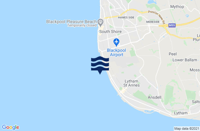 Mapa da tábua de marés em St Annes North Beach, United Kingdom