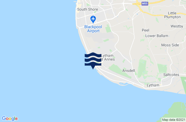 Mapa da tábua de marés em St Annes Pier, United Kingdom
