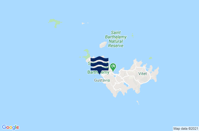Mapa da tábua de marés em St Barthelemy, U.S. Virgin Islands