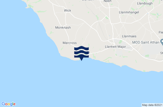 Mapa da tábua de marés em St Donat's Bay, United Kingdom