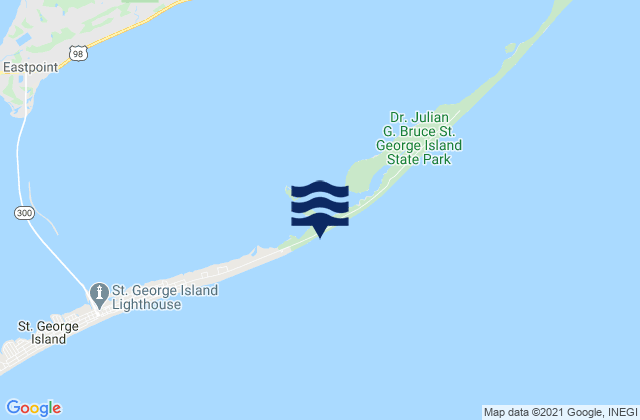 Mapa da tábua de marés em St George Island East End, United States