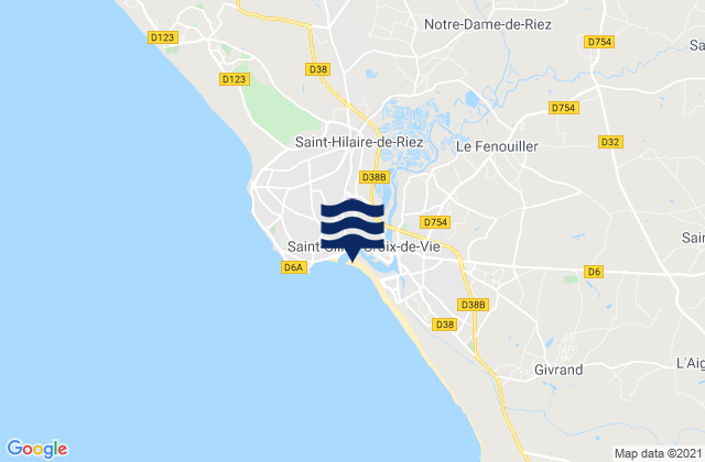 Mapa da tábua de marés em St Gilles Croix de Vie, France