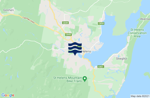Mapa da tábua de marés em St Helens, Australia