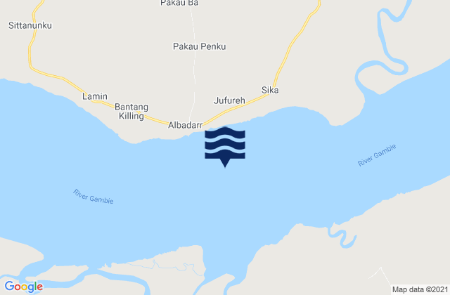 Mapa da tábua de marés em St James Island, Gambia
