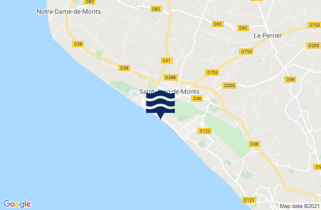 Mapa da tábua de marés em St Jean de Monts, France
