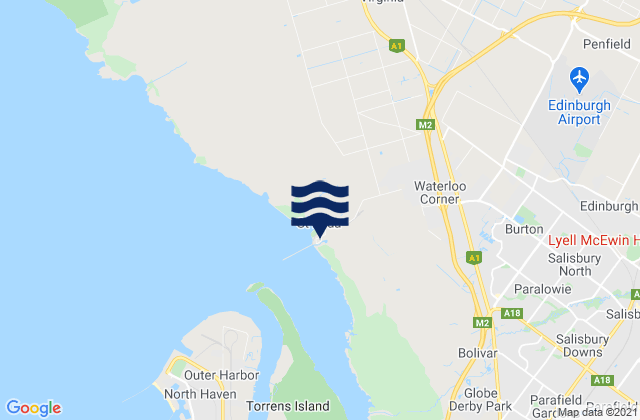 Mapa da tábua de marés em St Kilda Beach, Australia