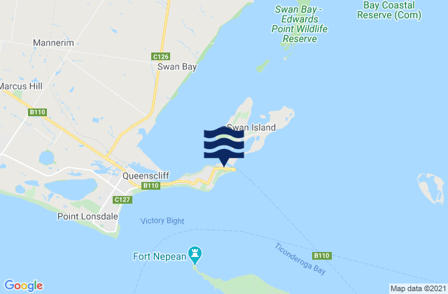 Mapa da tábua de marés em St Leonards, Australia