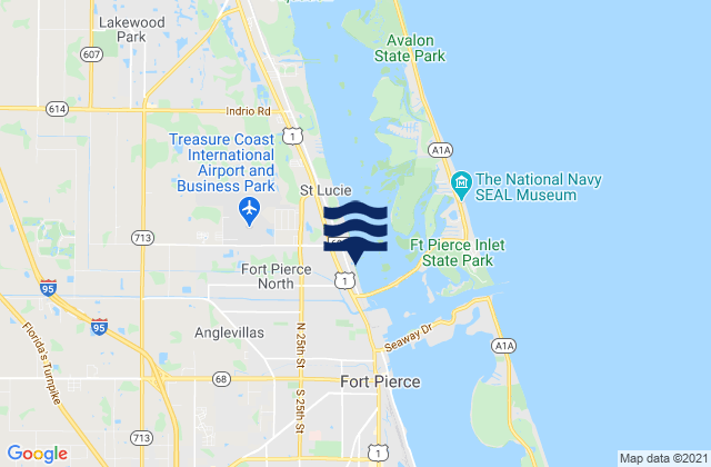 Mapa da tábua de marés em St Lucie, United States