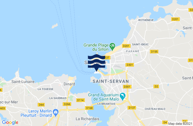 Mapa da tábua de marés em St Malo Port, France