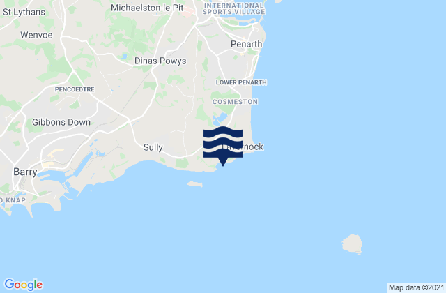 Mapa da tábua de marés em St Marys Well Bay Beach, United Kingdom