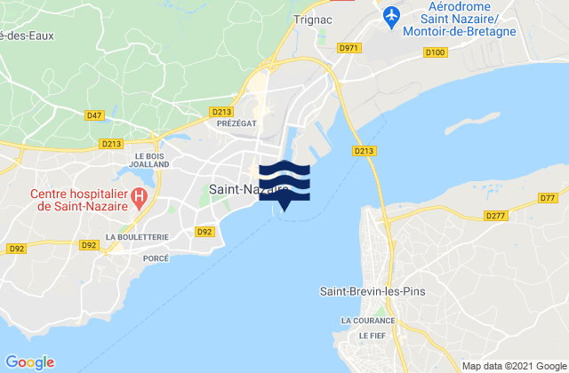 Mapa da tábua de marés em St Nazaire Loire River, France