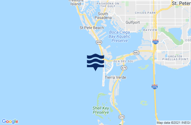 Mapa da tábua de marés em St Pete Beach, United States