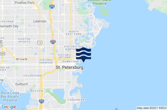 Mapa da tábua de marés em St Petersburg, United States