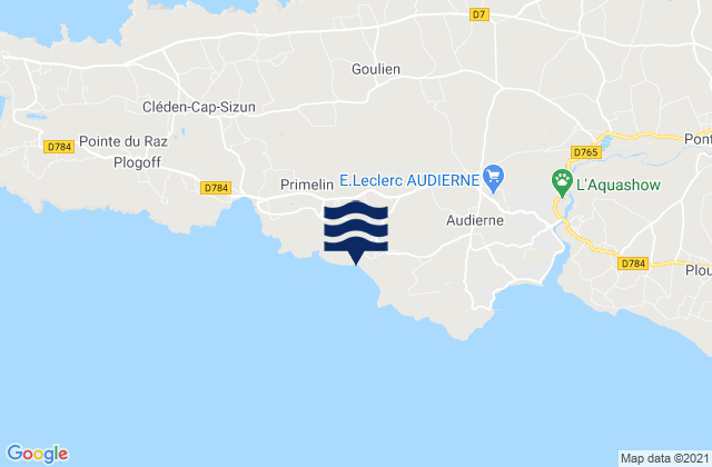 Mapa da tábua de marés em St Tugen, France