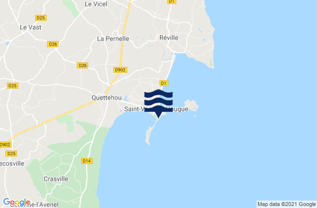 Mapa da tábua de marés em St Vaast la Hougue, France