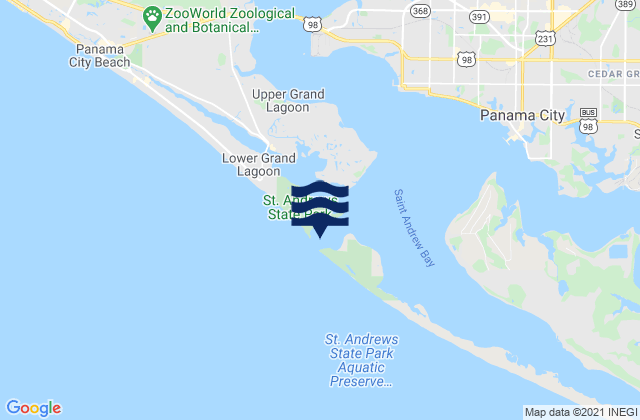 Mapa da tábua de marés em St. Andrew Bay Entrance, United States