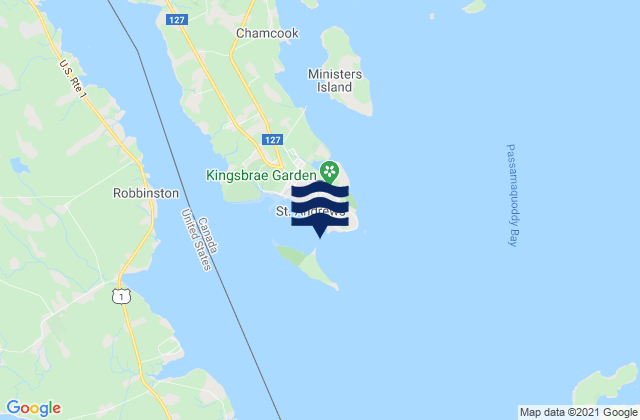 Mapa da tábua de marés em St. Andrews, Canada