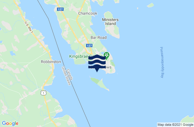 Mapa da tábua de marés em St. Andrews Harbour, Canada