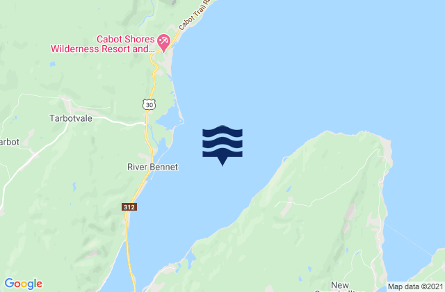 Mapa da tábua de marés em St. Anns Bay, Canada