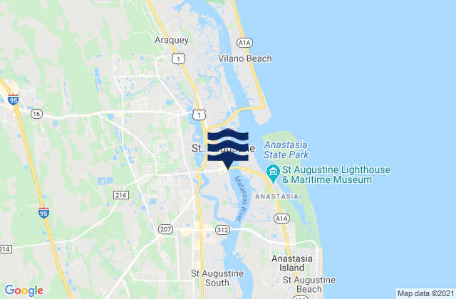 Mapa da tábua de marés em St. Augustine City Dock, United States