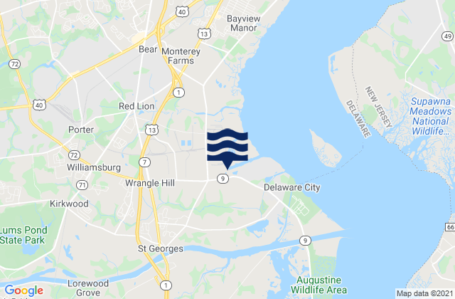 Mapa da tábua de marés em St. Georges Delaware, United States