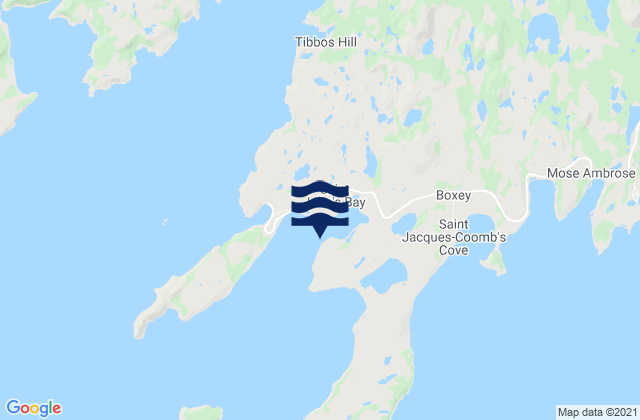 Mapa da tábua de marés em St. John's Harbour, Canada