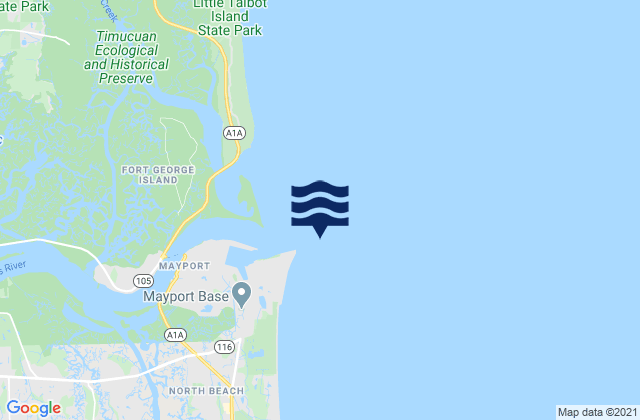 Mapa da tábua de marés em St. Johns River Entrance, United States