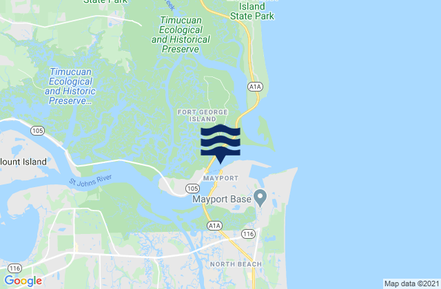 Mapa da tábua de marés em St. Johns River at Bar Pilot Dock, United States