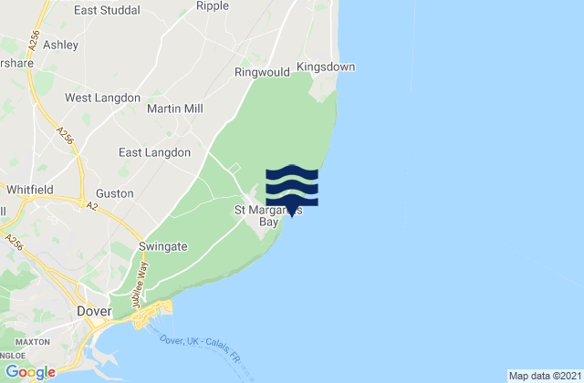 Mapa da tábua de marés em St. Margaret's Bay, United Kingdom