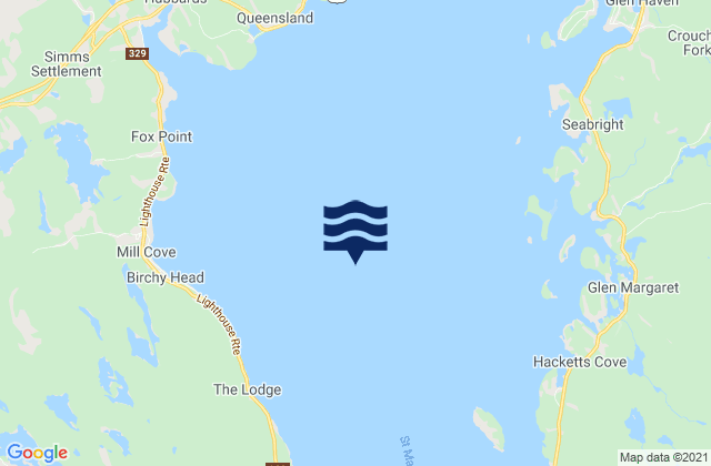 Mapa da tábua de marés em St. Margarets Bay, Canada