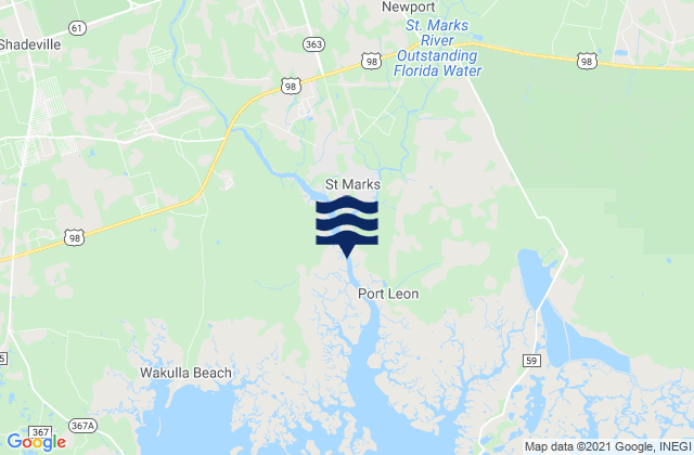 Mapa da tábua de marés em St. Marks (St. Marks River), United States