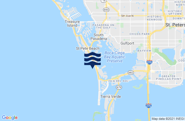 Mapa da tábua de marés em St. Pete Beach, United States