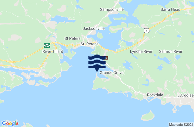 Mapa da tábua de marés em St. Peter Bay, Canada