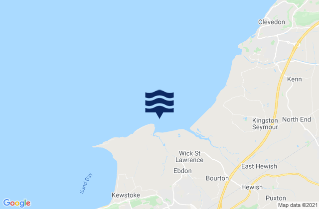 Mapa da tábua de marés em St. Thomass Head, United Kingdom