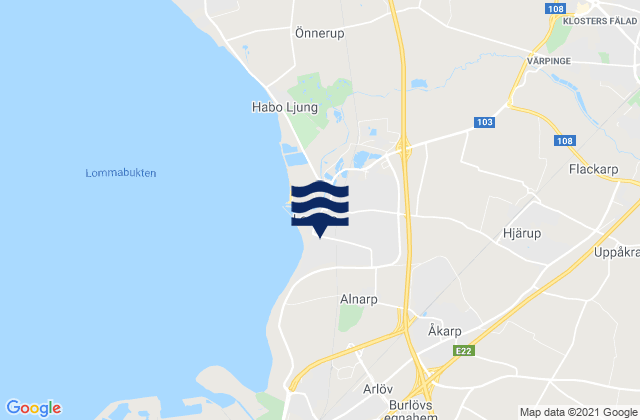 Mapa da tábua de marés em Staffanstorps Kommun, Sweden