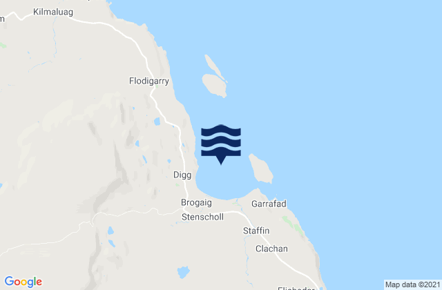 Mapa da tábua de marés em Staffin Bay, United Kingdom