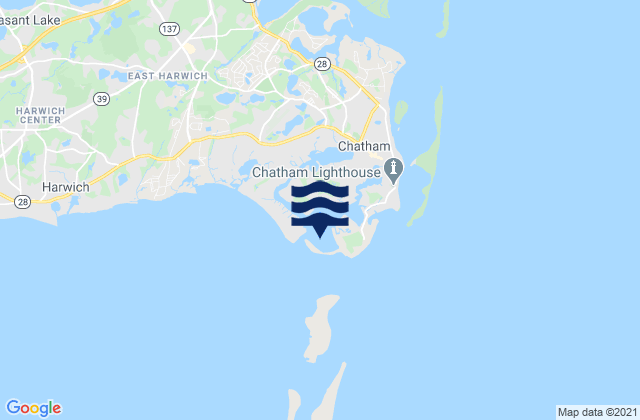 Mapa da tábua de marés em Stage Harbor west of Morris Island, United States