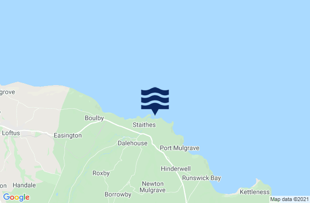 Mapa da tábua de marés em Staithes Beach, United Kingdom