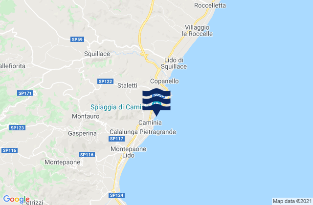 Mapa da tábua de marés em Staletti, Italy