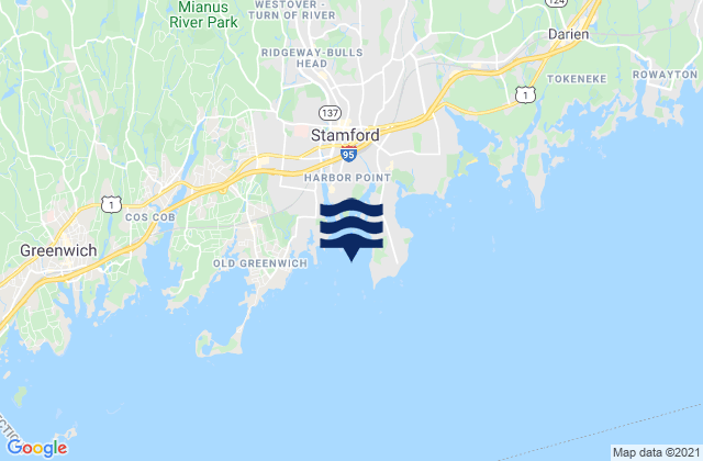 Mapa da tábua de marés em Stamford Harbor, United States
