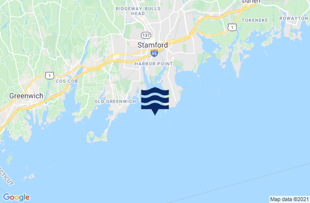 Mapa da tábua de marés em Stamford Harbor entrance, United States