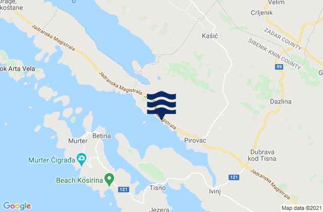 Mapa da tábua de marés em Stankovci, Croatia