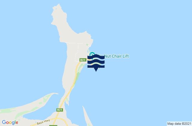 Mapa da tábua de marés em Stanley Harbour, Australia