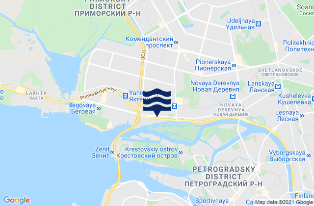 Mapa da tábua de marés em Staraya Derevnya, Russia