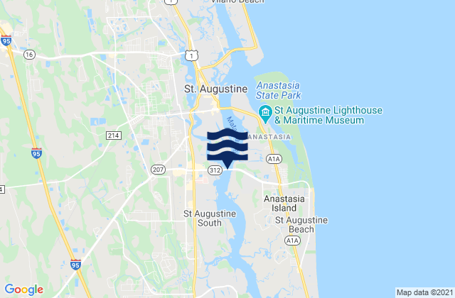 Mapa da tábua de marés em State Road 312 Matanzas River, United States