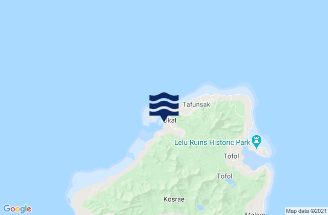 Mapa da tábua de marés em State of Kosrae, Micronesia